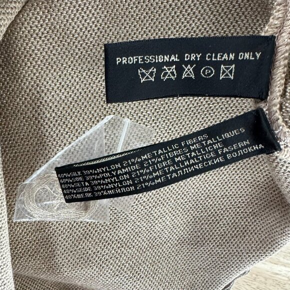 Ralph Lauren Black Label Top Womens Large Silk Blend Metallic Gold TP-3273 - Picture 7 of 8